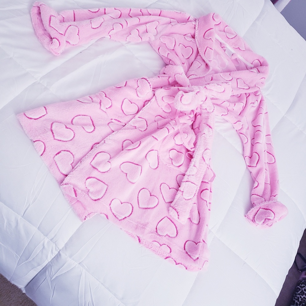 ♡Pink Heart Plush Robe♡